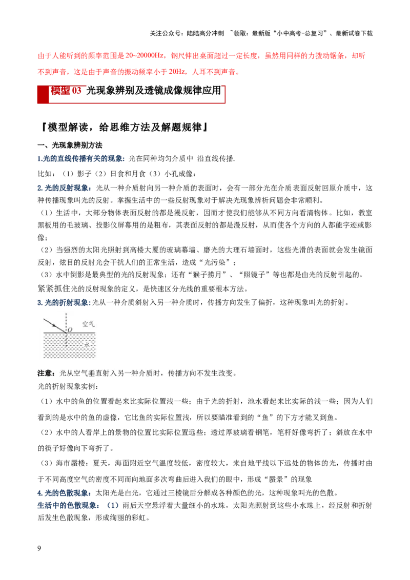 专题01声与光四类重点问题（解析版）_02中考总复习（2026版更新中）_04-物理-中考总复习_2025年中考复习资料_2025年中考物理答题方法模板