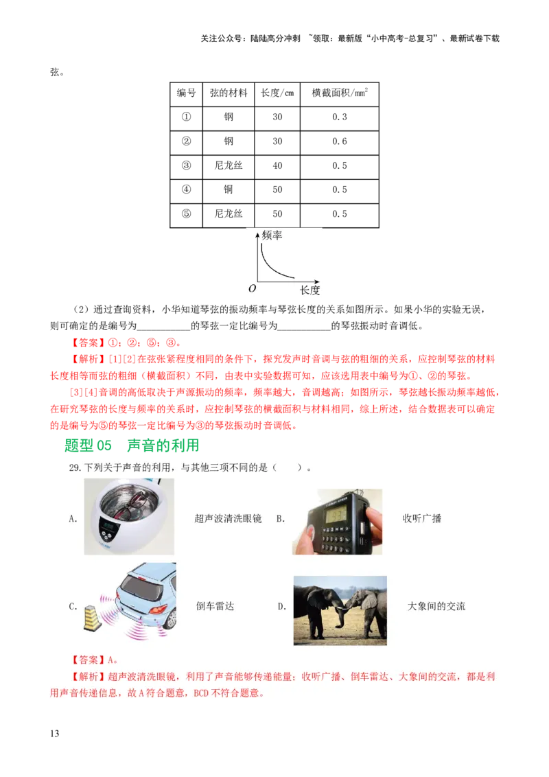 专题01声现象（练习）（解析版）_02中考总复习（2026版更新中）_04-物理-中考总复习_2024年中考复习资料_一轮复习_课件+讲义+练习2024年中考物理一轮复习讲练测（全国通用）