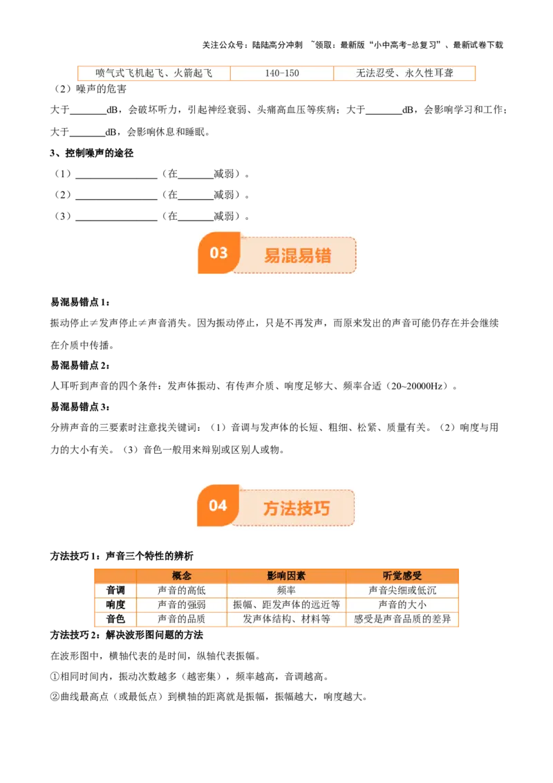 专题01声现象（原卷版）_02中考总复习（2026版更新中）_04-物理-中考总复习_2025年中考复习资料_2025年中考物理一轮知识梳理