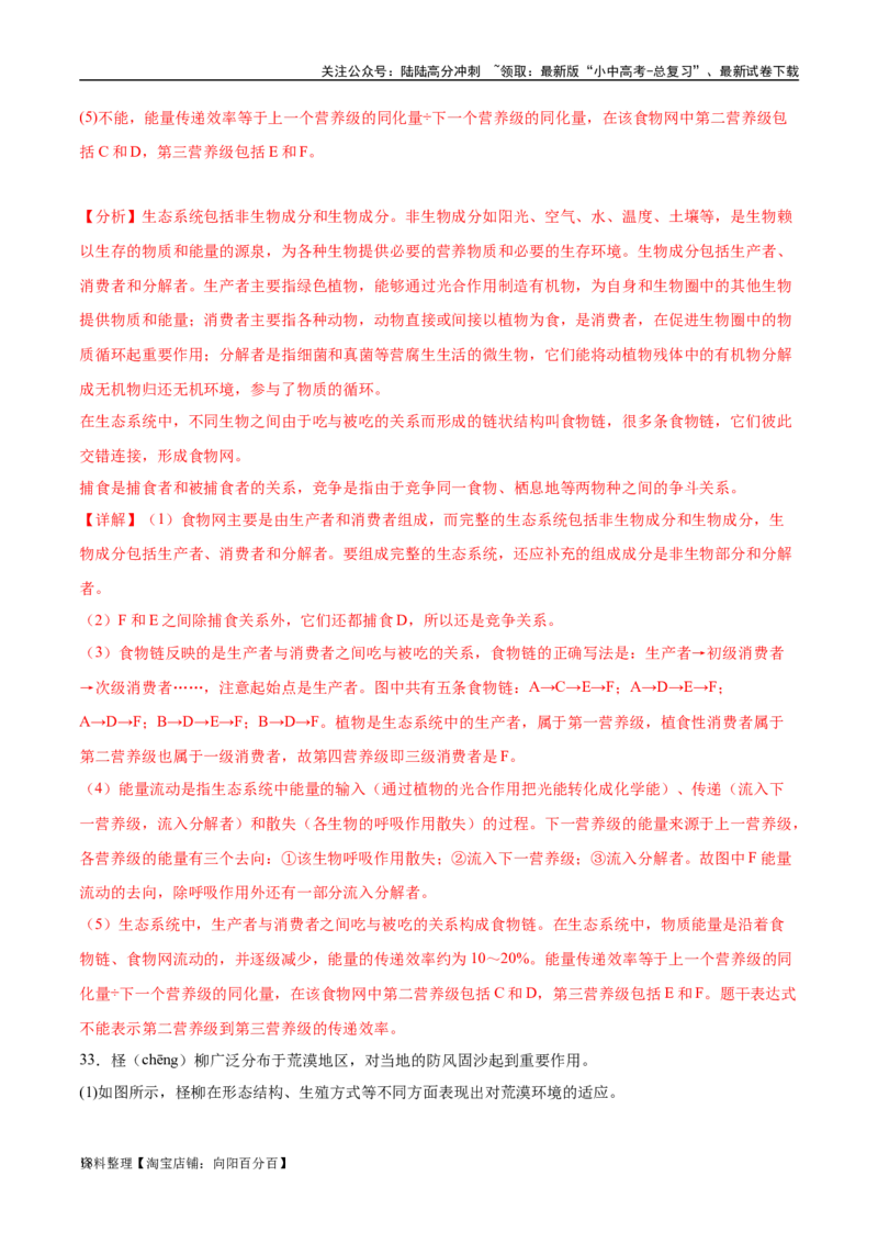 专题01认识生物、生物与环境的关系（解析版）_02中考总复习（2026版更新中）_08-生物-中考总复习_2024年中考复习资料_一轮复习_配套练习_教师版（含答案解析）