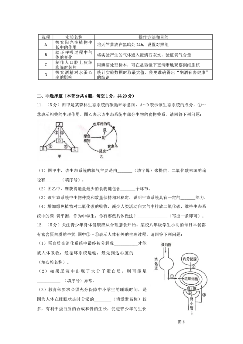 2021年江苏省徐州市中考生物试题及解析_江苏省中考_01江苏省13市中考历年真题2008-2025新_、中考全套_江苏省中考历年真题_江苏中考生物(2010年-2024年）