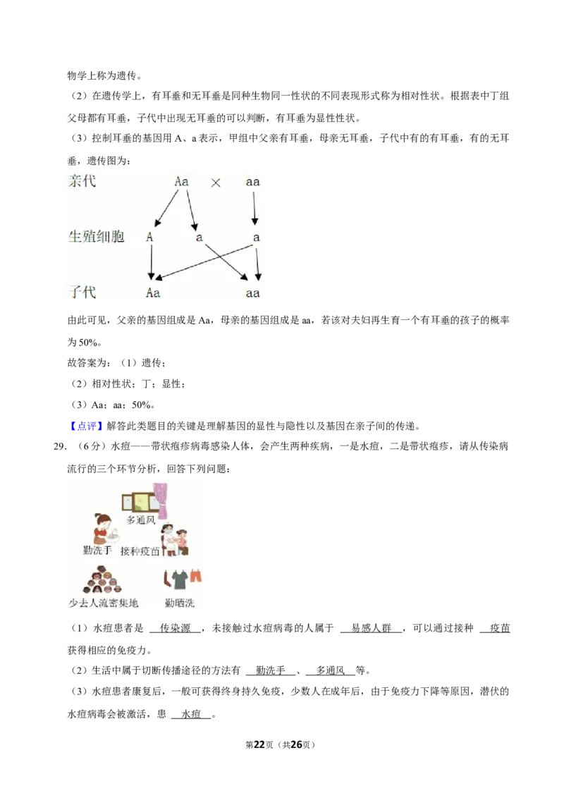 2024年江苏省常州市中考生物试卷_江苏省中考_01江苏省13市中考历年真题2008-2025新_、中考全套_江苏省中考历年真题_江苏中考生物(2010年-2024年）