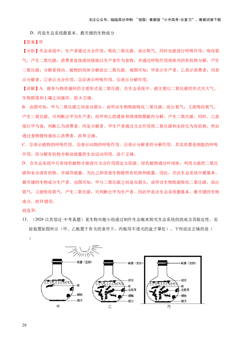 专题01生物与环境（全国通用）（解析版）_02中考总复习（2026版更新中）_08-生物-中考总复习_2026年中考复习（更新中）_好题汇编三年（2023-2025）中考生物真题分类汇编（全国通用）