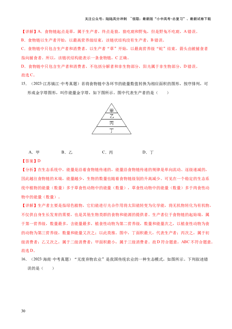 专题01生物与环境（全国通用）（解析版）_02中考总复习（2026版更新中）_08-生物-中考总复习_2026年中考复习（更新中）_好题汇编三年（2023-2025）中考生物真题分类汇编（全国通用）