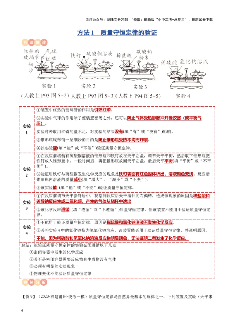 专题01物质的化学变化（原卷版）_02中考总复习（2026版更新中）_05-化学-中考总复习_2024年中考复习资料_一轮复习资料_完口袋书2024年中考化学一轮复习知识清单
