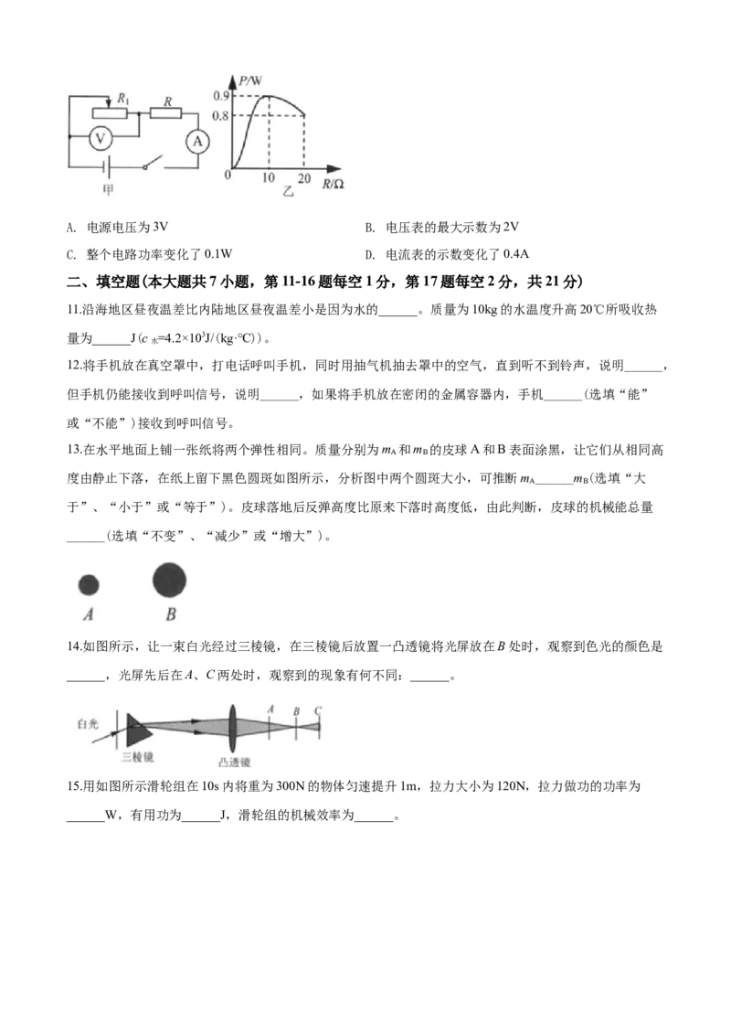 2020年江苏省连云港市中考物理试题及答案_江苏省中考_江苏省中考历年真题_江苏省中考物理2008-2024_江苏省连云港中考物理（2008-2024年）真题卷