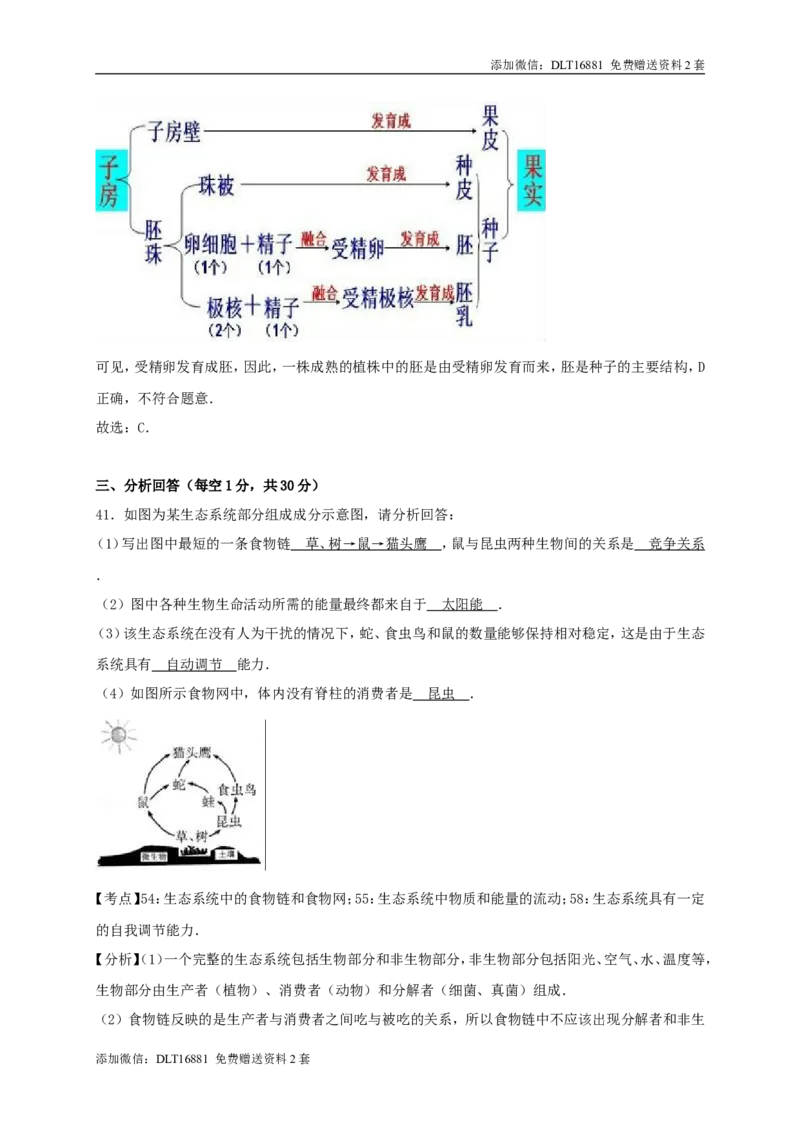 江苏省无锡市、宜兴市2017年中考生物真题试题（含解析）_江苏省中考_01江苏省13市中考历年真题2008-2025新_、中考全套_江苏省中考历年真题_江苏中考生物(2010年-2024年）