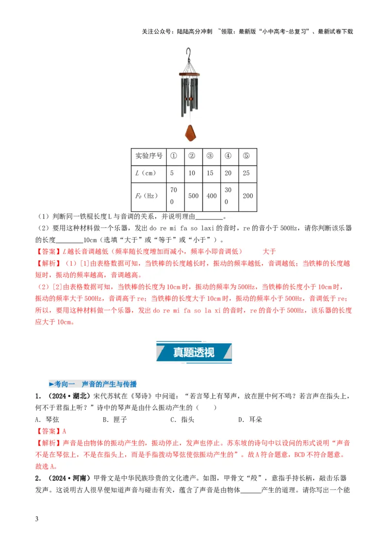专题01声现象（考情聚焦+中考新考法+真题透视4大考向+新题特训）（解析版）_02中考总复习（2026版更新中）_04-物理-中考总复习_2025年中考复习资料