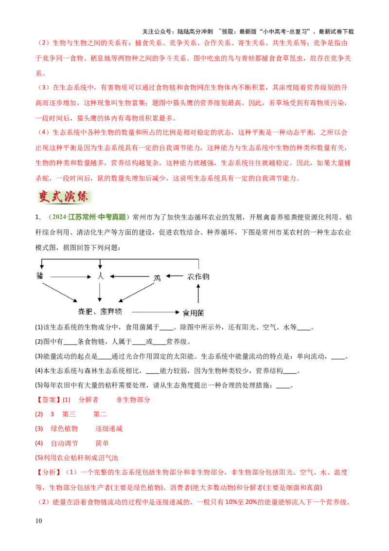 专题01生物与环境（2大模板）（解析版）_02中考总复习（2026版更新中）_08-生物-中考总复习_2025中考复习资料_2025年中考生物答题方法模板