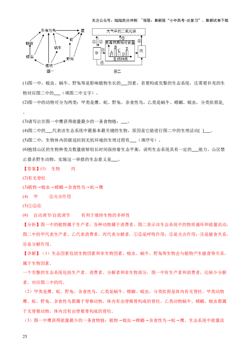 专题01生物与环境（2大模板）（解析版）_02中考总复习（2026版更新中）_08-生物-中考总复习_2025中考复习资料_2025年中考生物答题方法模板