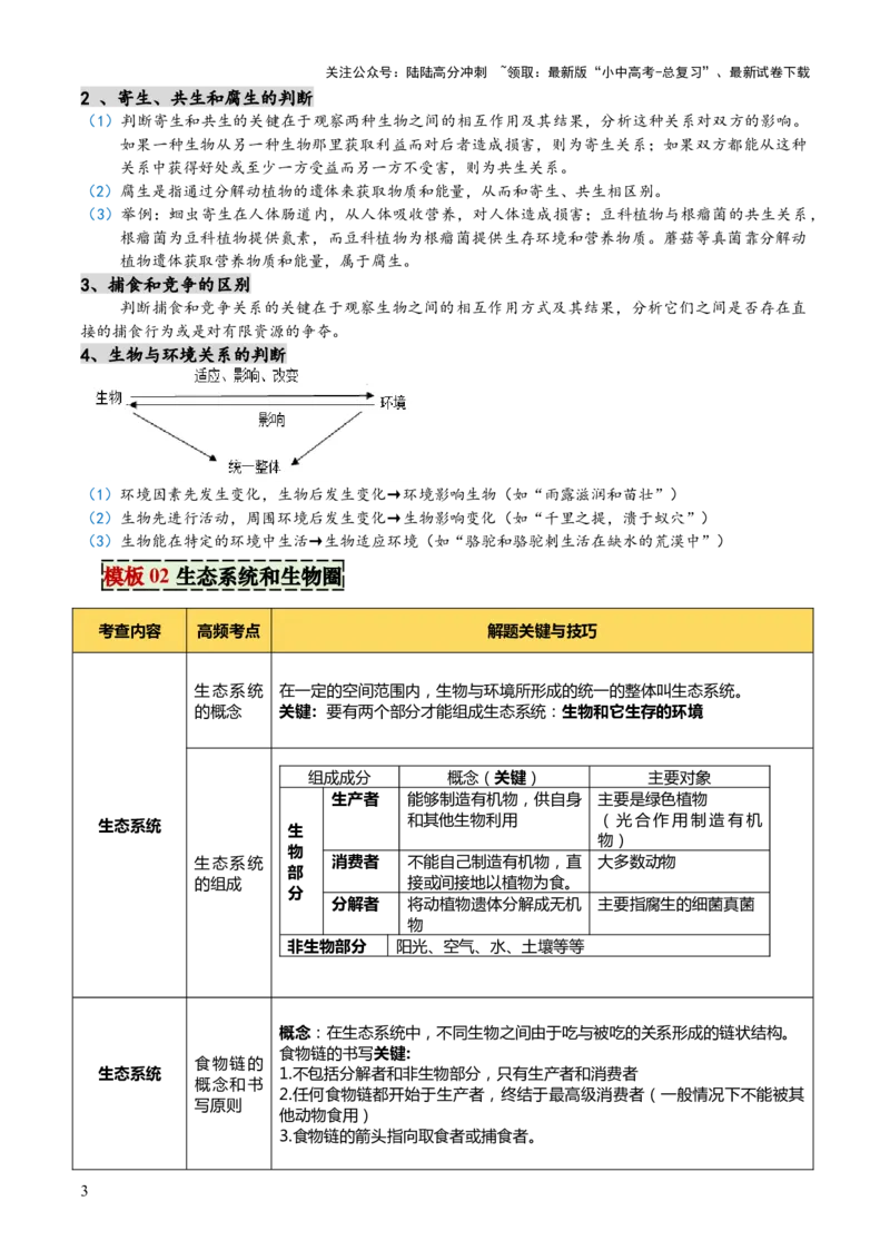 专题01生物与环境（2大模板）（解析版）_02中考总复习（2026版更新中）_08-生物-中考总复习_2025中考复习资料_2025年中考生物答题方法模板