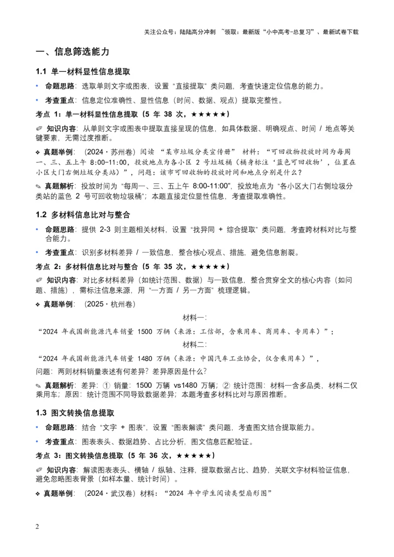 [54060663]近5年全国各地中考语文非连续文本（信息筛选、辨析、概括）12个高频考点+8个高频易错点_02中考总复习（2026版更新中）_01-语文-中考总复习_2026年中考复习（更新中）