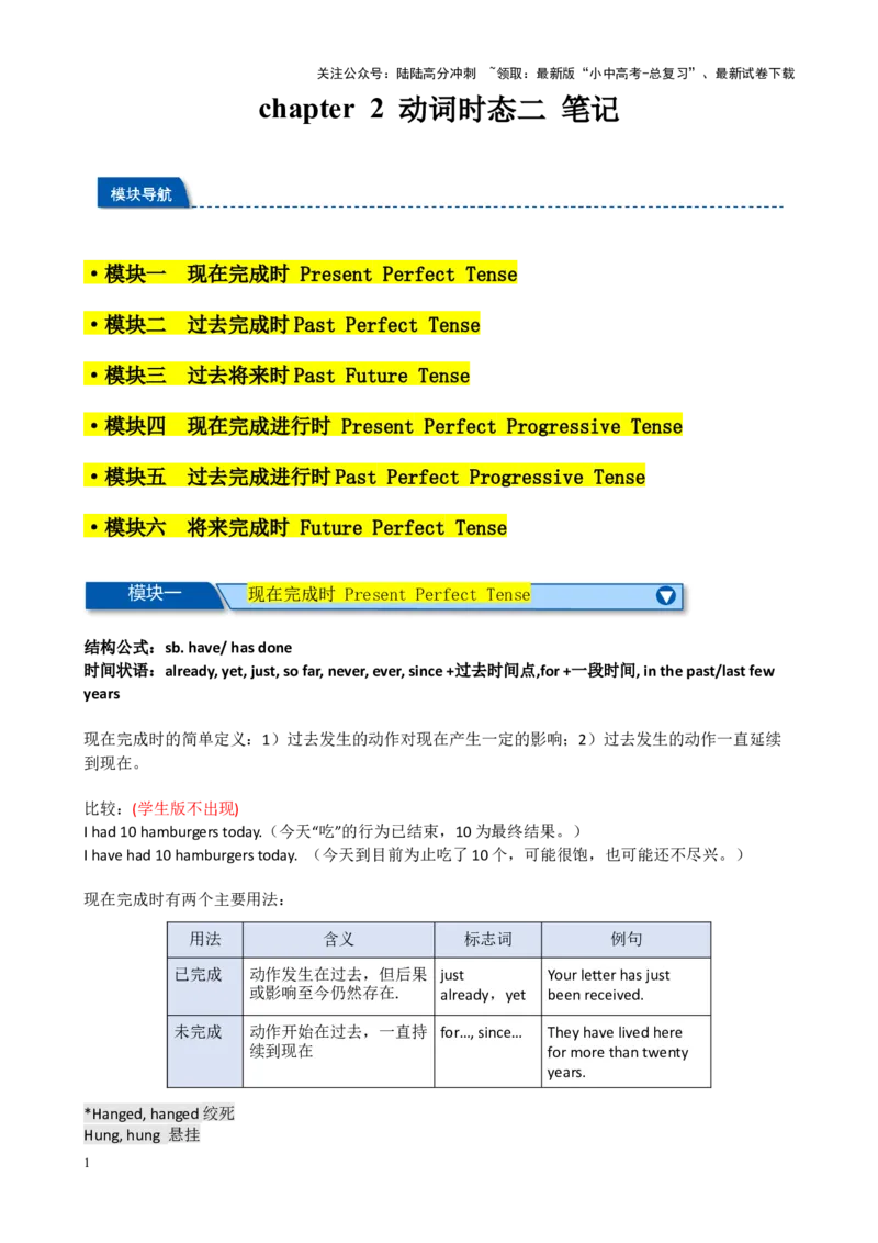 Chapter2动词时态（二）笔记（解析版）_02中考总复习（2026版更新中）_03-英语-中考总复习_2024年中考复习资料_专项复习资料_语法宝典备战2024年中考英语语法培优生笔记