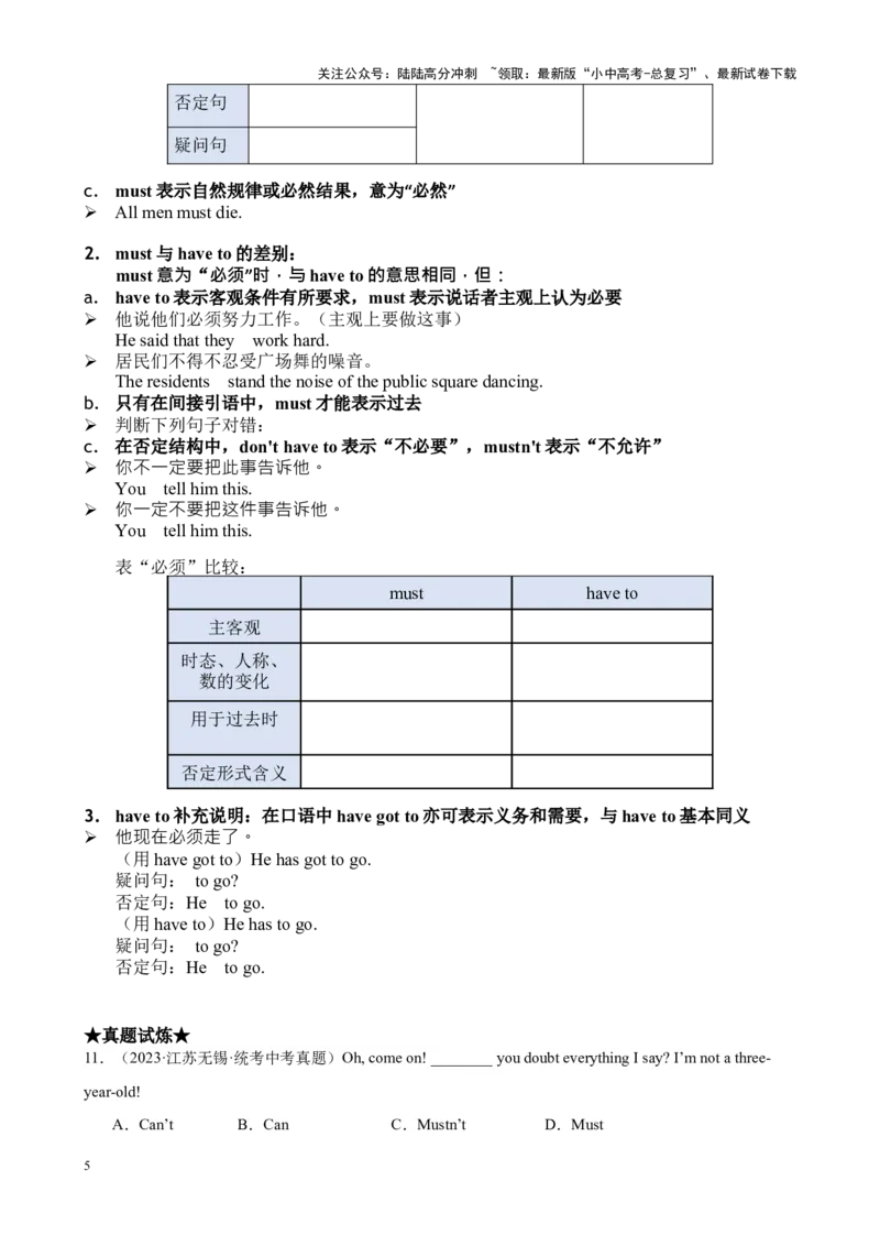 Chapter4情态动词笔记（全国通用）（原卷版）_02中考总复习（2026版更新中）_03-英语-中考总复习_2024年中考复习资料_专项复习资料_语法宝典备战2024年中考英语语法培优生笔记
