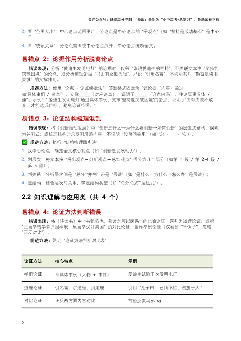 [54511134]近5年全国各地中考语文议论文知识概述8个高频考点+7个高频易错点_02中考总复习（2026版更新中）_01-语文-中考总复习_2026年中考复习（更新中）_2026年全国中考语文一轮复习讲义