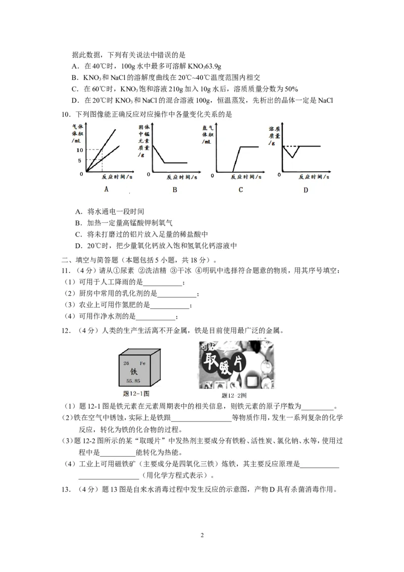 2014年江苏省淮安市中考化学试题及答案_江苏省中考_01江苏省13市中考历年真题2008-2025新_、中考全套_江苏省中考历年真题_江苏省中考化学2008-2024