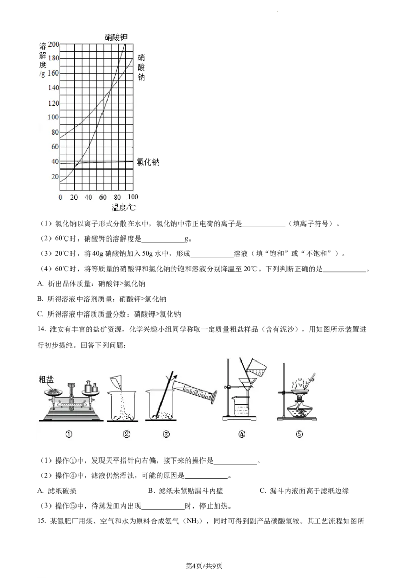 江苏省淮安市2022年中考化学真题（原卷版）_江苏省中考_01江苏省13市中考历年真题2008-2025新_、中考全套_江苏省中考历年真题_江苏省中考化学2008-2024