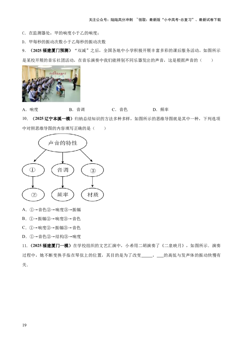 专题01声与光四类重点问题（原卷版）_02中考总复习（2026版更新中）_04-物理-中考总复习_2025年中考复习资料_2025年中考物理答题方法模板