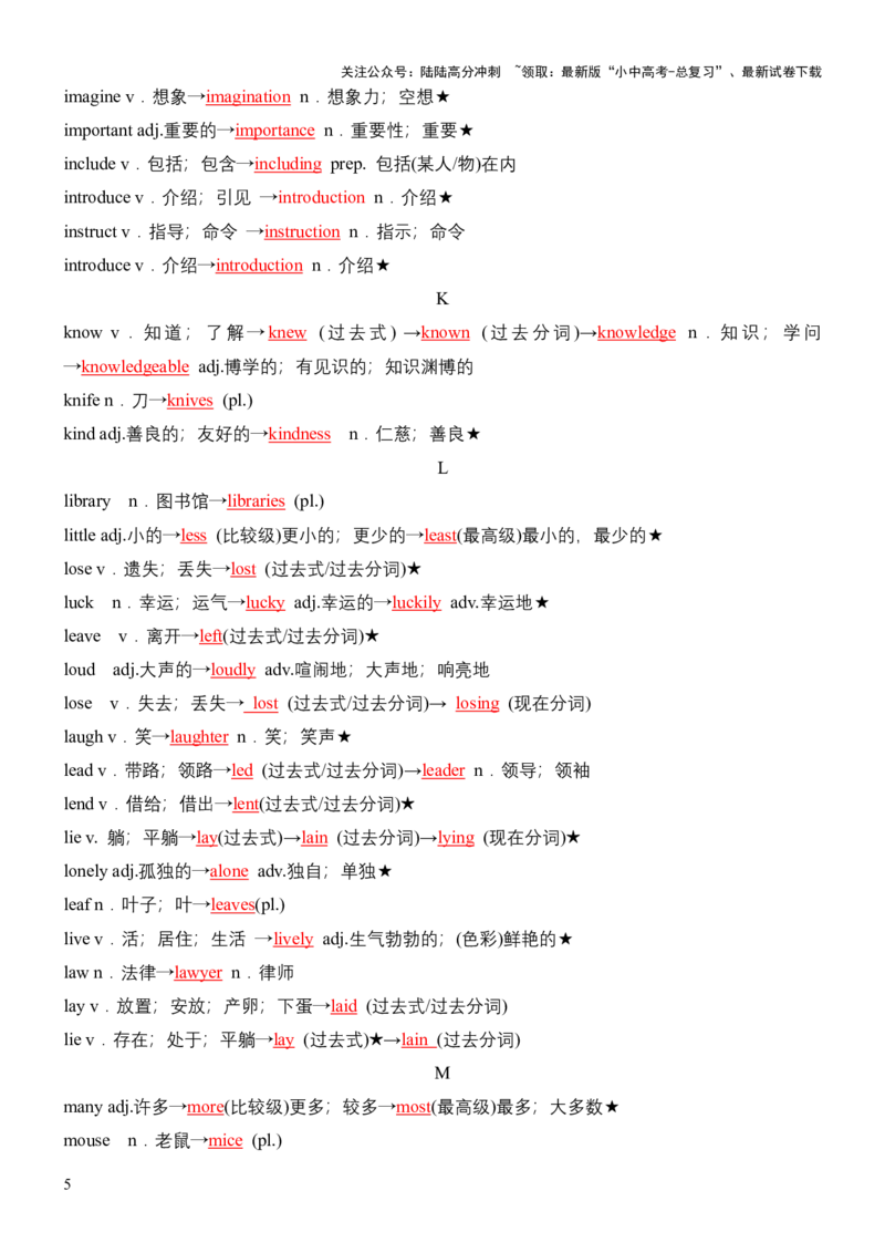 专题01高频词汇变形归纳（识记版）_02中考总复习（2026版更新中）_03-英语-中考总复习_2025中考复习资料_2025中考二轮课件ppt+讲义+练习英语_测试