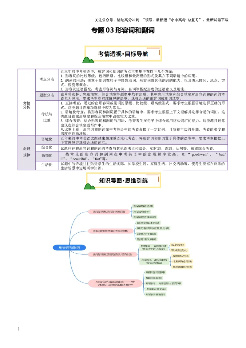 专题03形容词和副词（讲练）（解析版）_02中考总复习（2026版更新中）_03-英语-中考总复习_2025中考复习资料_2025中考二轮课件ppt+讲义+练习英语_讲义+练习