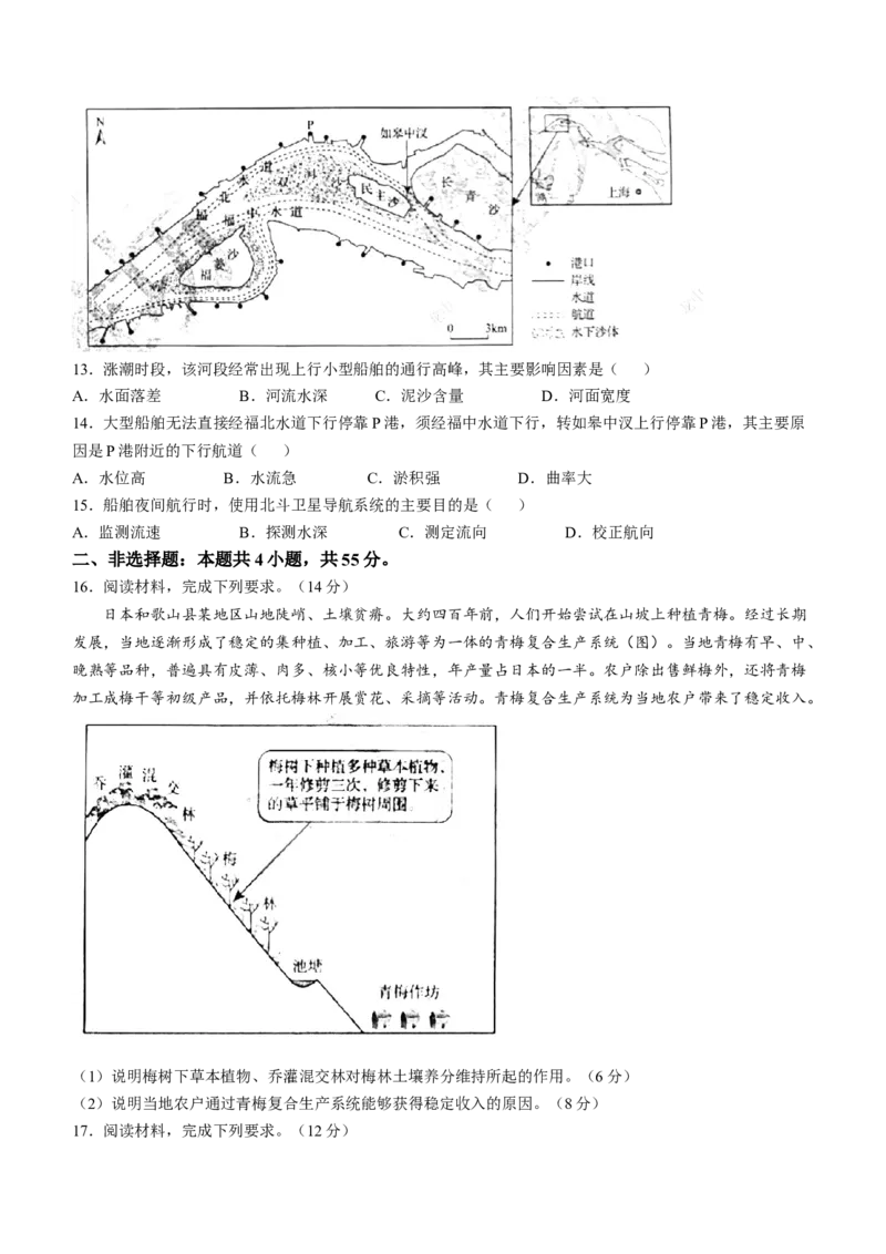2025年高考山东卷地理高考真题（无答案）_2025全国各省高考真题+答案_24、山东卷（物理、政治、化学、历史、生物、地理）_参考版本2
