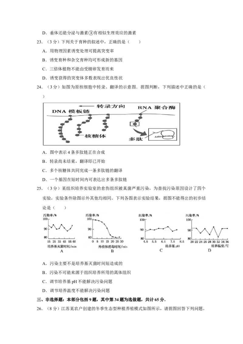 2008年江苏省高考生物试卷_全国卷+地方卷_6.生物_1.生物高考真题试卷_2008-2020年_地方卷_江苏高考生物07-20_A4word版