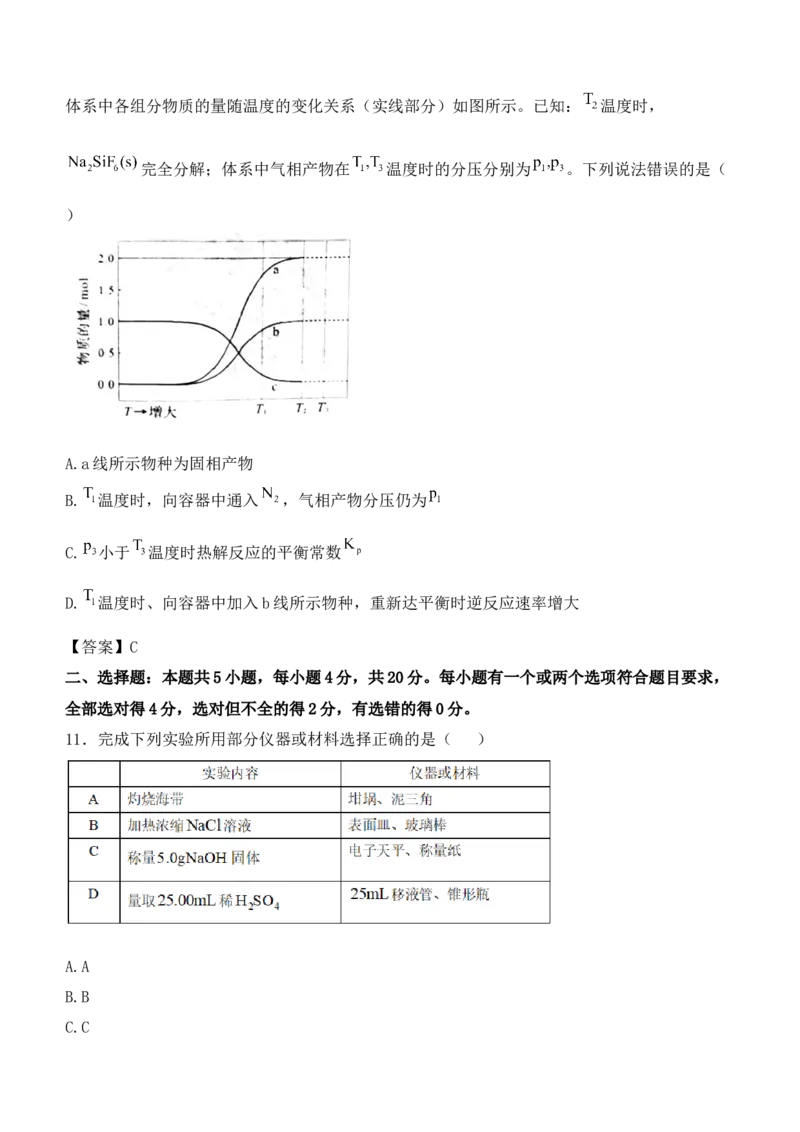 (网络收集)2025年山东卷化学高考真题（含答案）_2025全国各省高考真题+答案_24、山东卷（物理、政治、化学、历史、生物、地理）_参考版本2