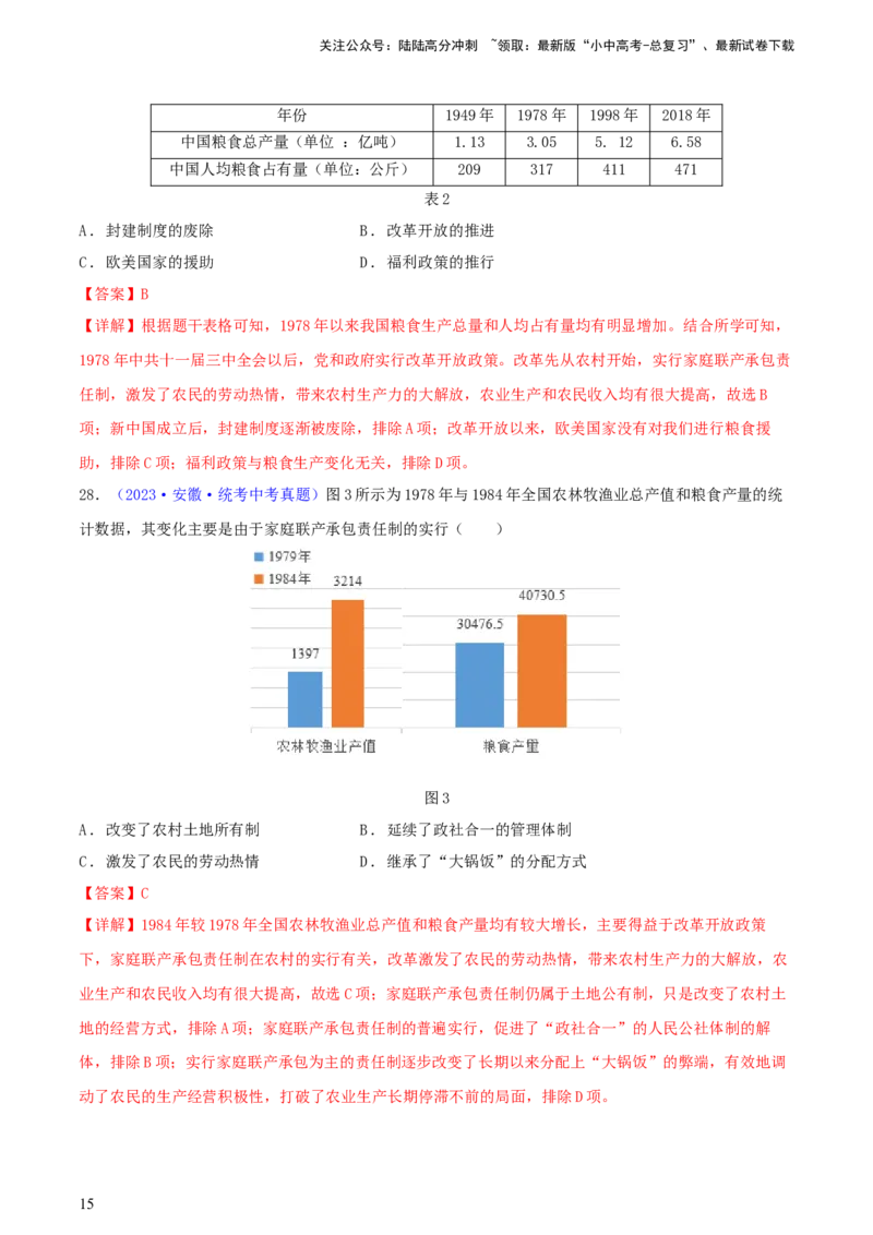专题03数据表格类选择题（含答题技巧，题型专练100题）（解析版）_02中考总复习（2026版更新中）_06-历史-中考总复习_2024年中考复习资料_二轮复习