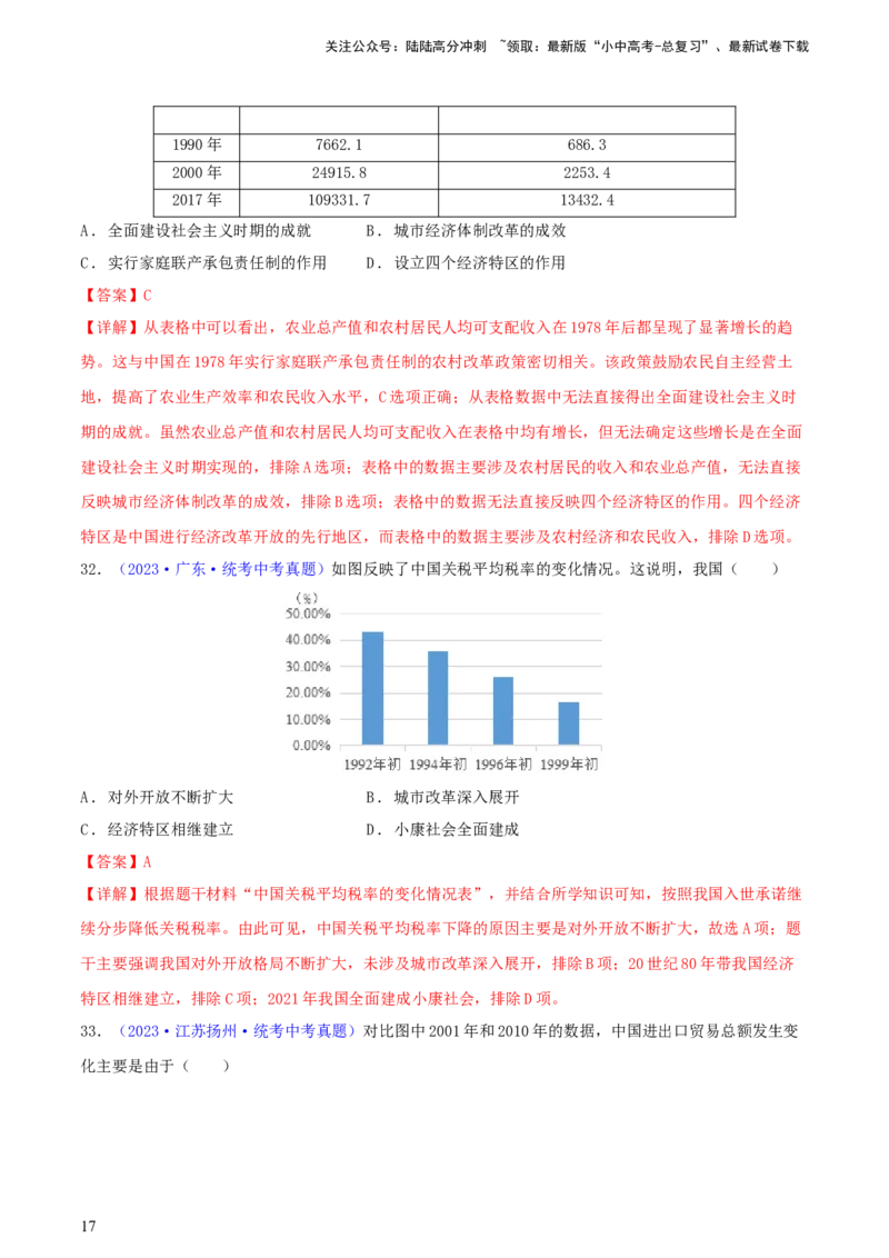 专题03数据表格类选择题（含答题技巧，题型专练100题）（解析版）_02中考总复习（2026版更新中）_06-历史-中考总复习_2024年中考复习资料_二轮复习