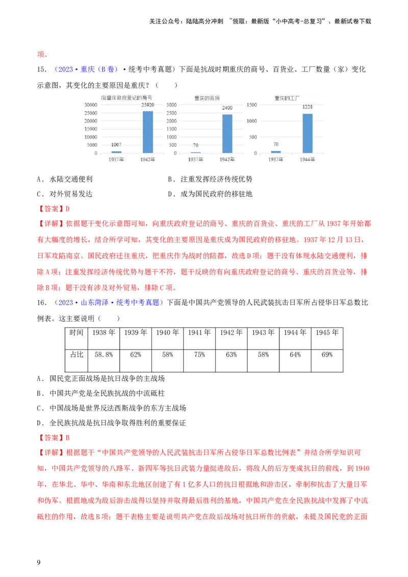 专题03数据表格类选择题（含答题技巧，题型专练100题）（解析版）_02中考总复习（2026版更新中）_06-历史-中考总复习_2024年中考复习资料_二轮复习