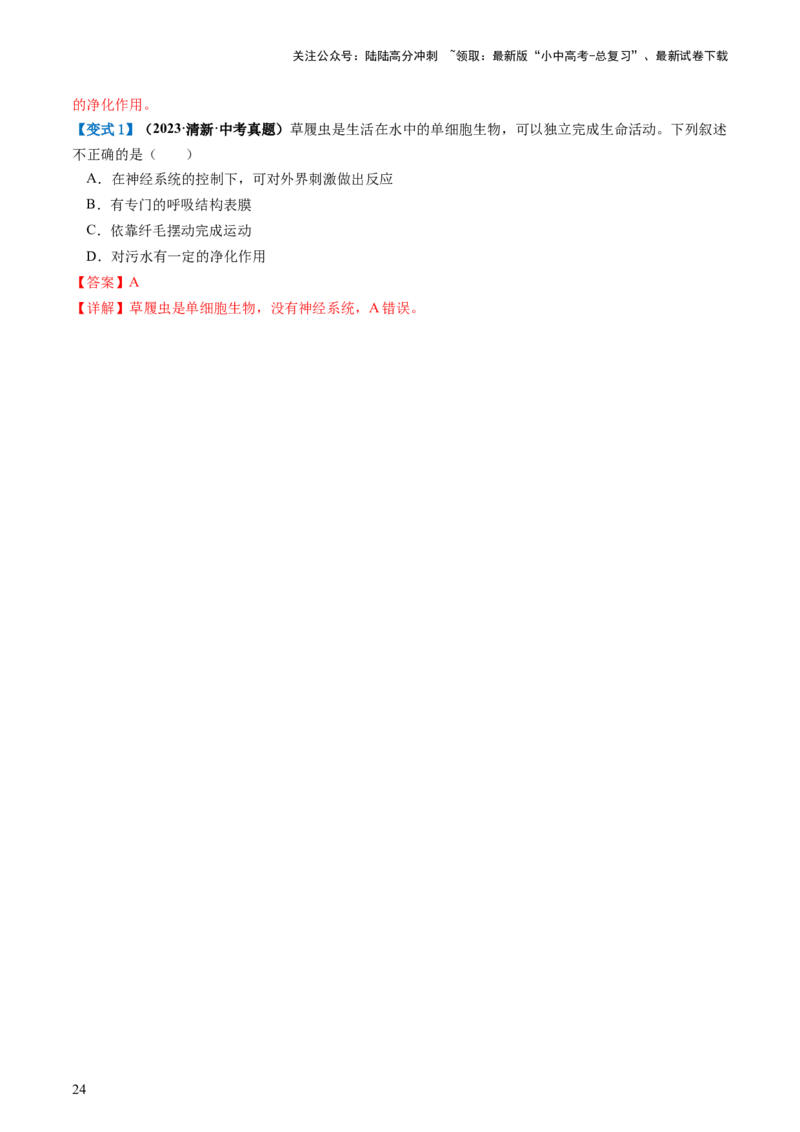 专题03细胞怎样构成生物体（讲义）（解析版）_02中考总复习（2026版更新中）_08-生物-中考总复习_2024年中考复习资料_一轮复习_❤2024年中考生物一轮复习讲练测（全国通用）_讲义