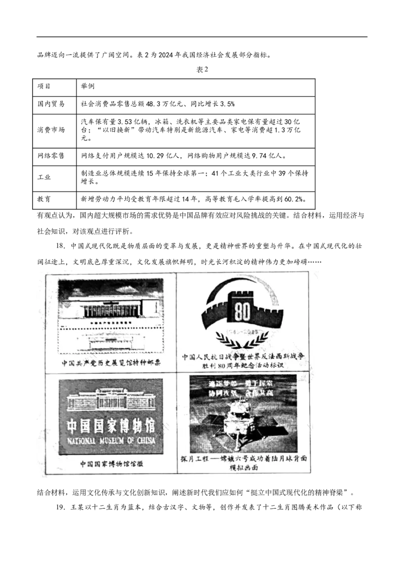 （网络参考版）山东省2025年高考真题政治试卷（无答案）_2025全国各省高考真题+答案_24、山东卷（物理、政治、化学、历史、生物、地理）_参考版本2