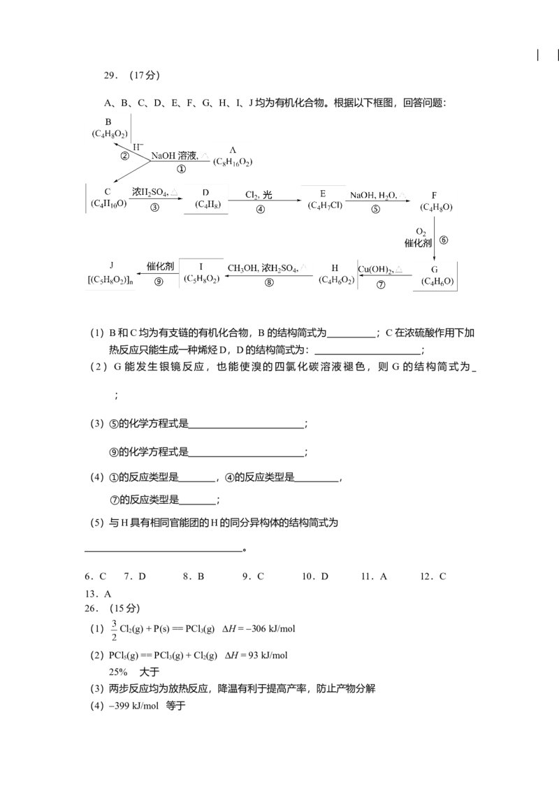 2008年高考贵州理综化学试题和参考答案_全国卷+地方卷_5.化学_1.化学高考真题试卷_2008-2020年_地方卷_贵州高考化学2008-2020