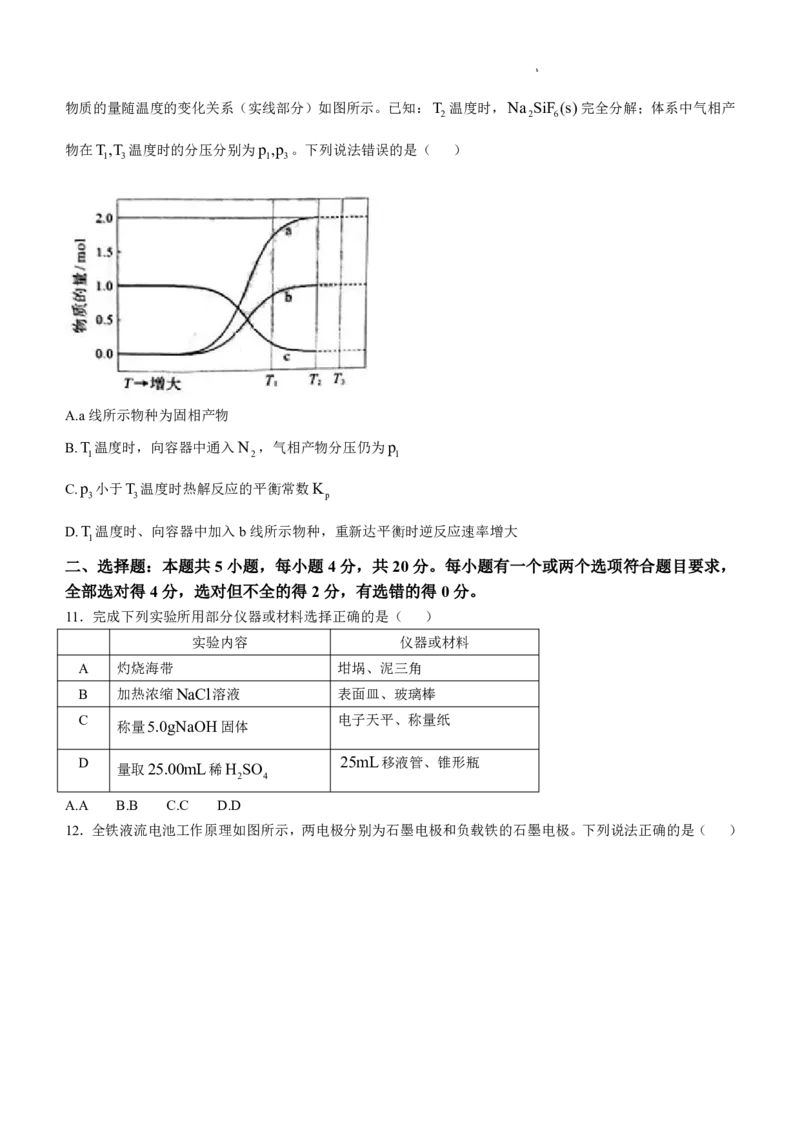 2025年高考山东化学_2025全国各省高考真题+答案_30、山东卷（物理、政治、化学、历史、生物、地理）