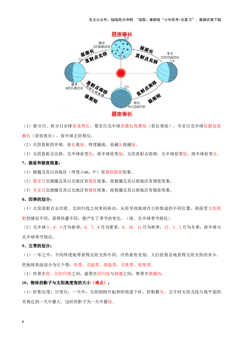 专题02地球运动图-备战2024年中考地理识图速记手册与变式演练（全国通用）（解析版）_02中考总复习（2026版更新中）_09-地理-中考总复习_2024年中考复习资料_专项复习资料_答案解析版