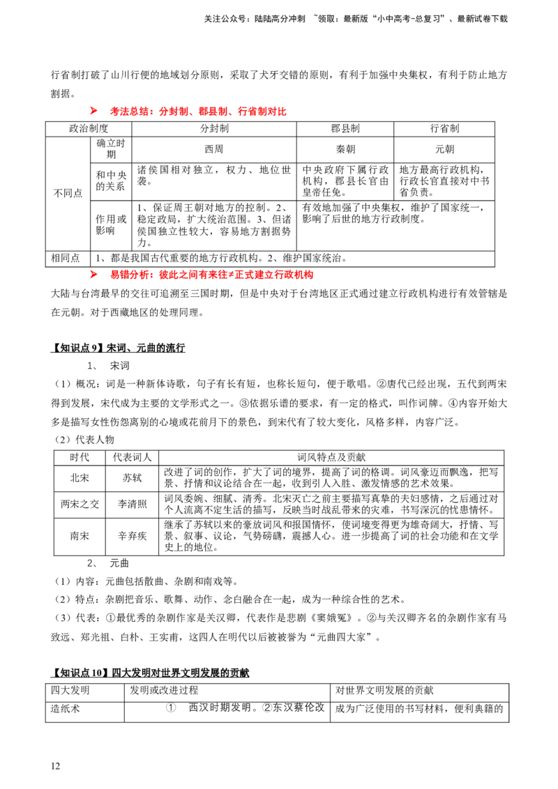 专题03+中古03：隋唐时期到宋元时期-大单元复习2024年中考历史一轮复习必考知识梳理与考法点拨（部编版）++_02中考总复习（2026版更新中）_06-历史-中考总复习_2024年中考复习资料