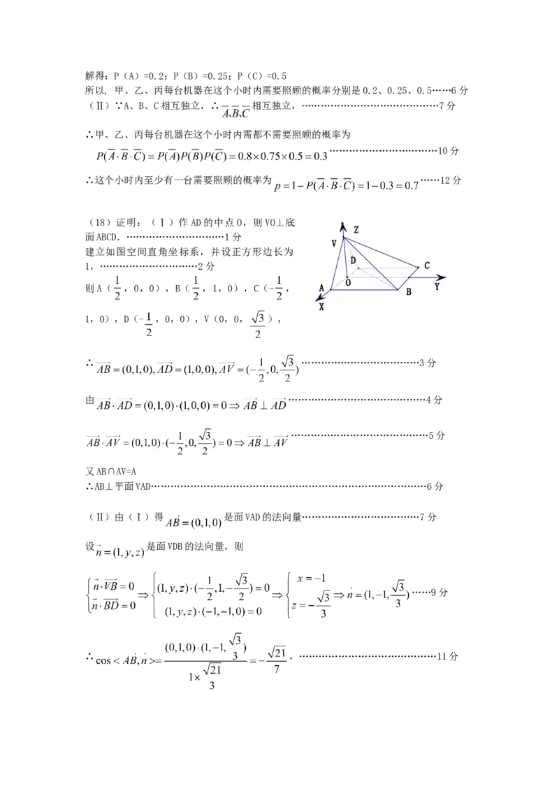 2005年宁夏高考理科数学真题及答案_全国卷+地方卷_2.数学_1.数学高考真题试卷_1990-2007年各地高考历年真题_宁夏