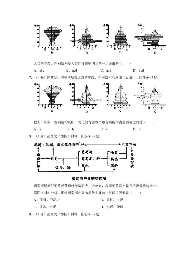2009年天津市高考地理试卷_全国卷+地方卷_8.地理_1.地理高考真题试卷_2008-2020年_地方卷_天津高考地理08-21_A4word版