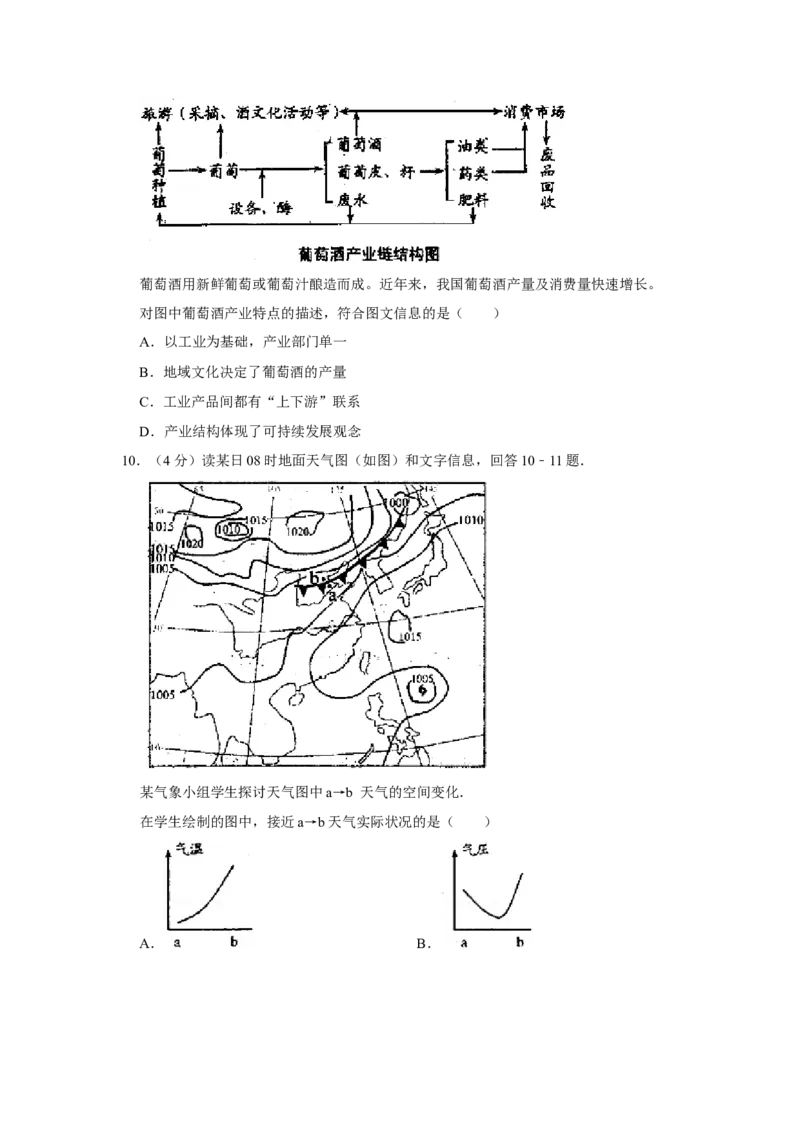 2009年天津市高考地理试卷_全国卷+地方卷_8.地理_1.地理高考真题试卷_2008-2020年_地方卷_天津高考地理08-21_A4word版