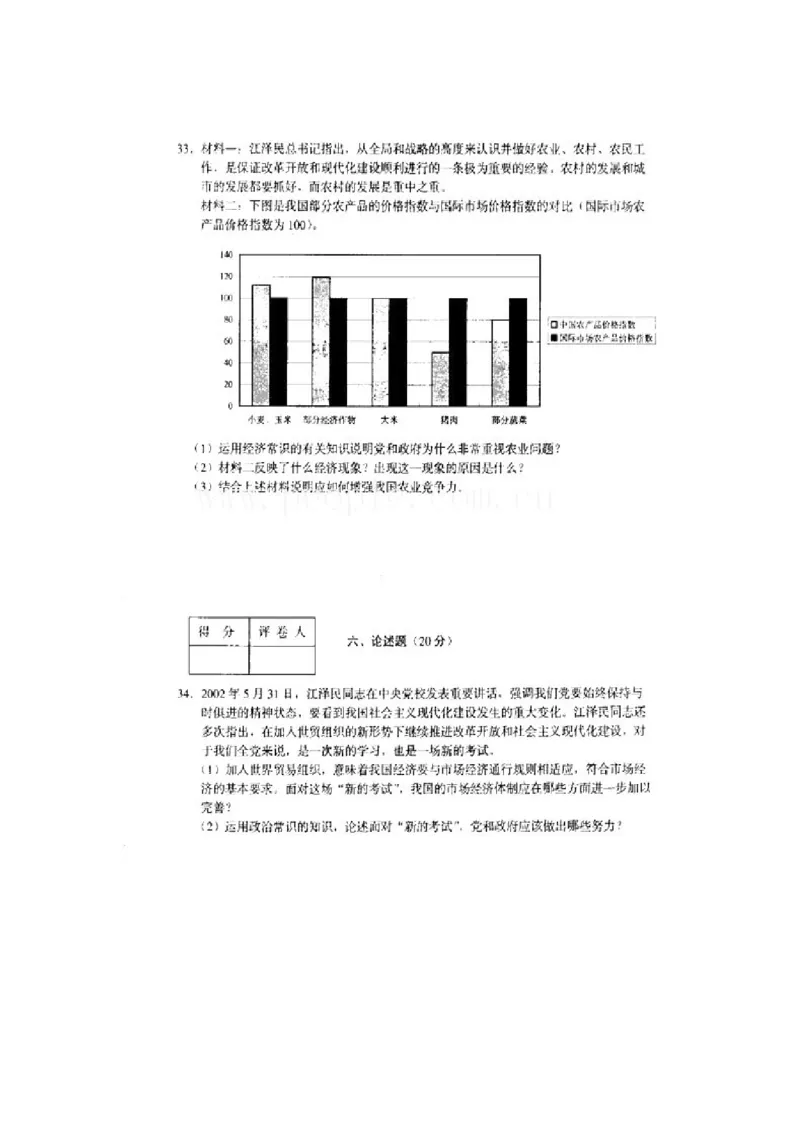 2002年上海高考政治真题及答案（图片版）_全国卷+地方卷_9.政治_1.政治高考真题试卷_1990-2007年各地高考历年真题_上海