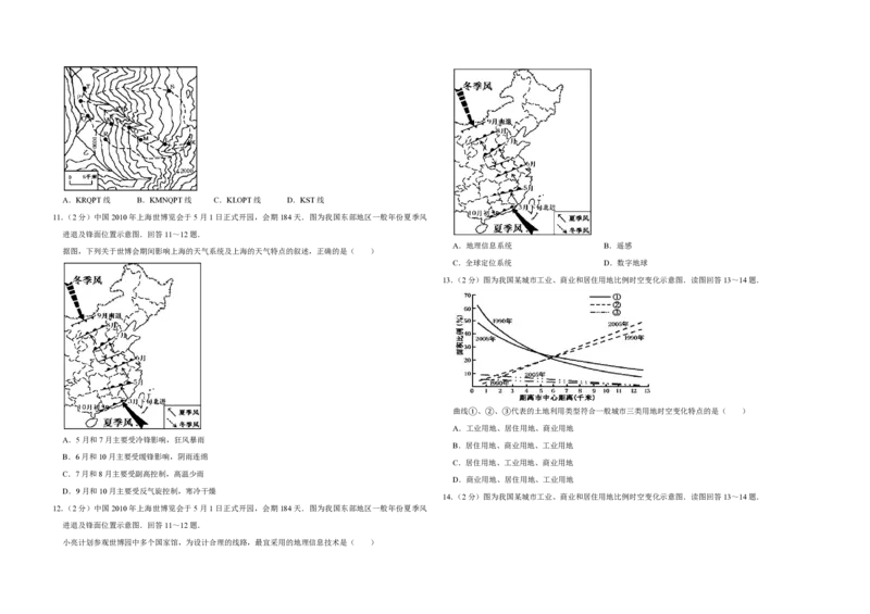 2010年江苏省高考地理试卷_全国卷+地方卷_8.地理_1.地理高考真题试卷_2008-2020年_地方卷_江苏高考地理08-21_A3word版_PDF版（赠送）
