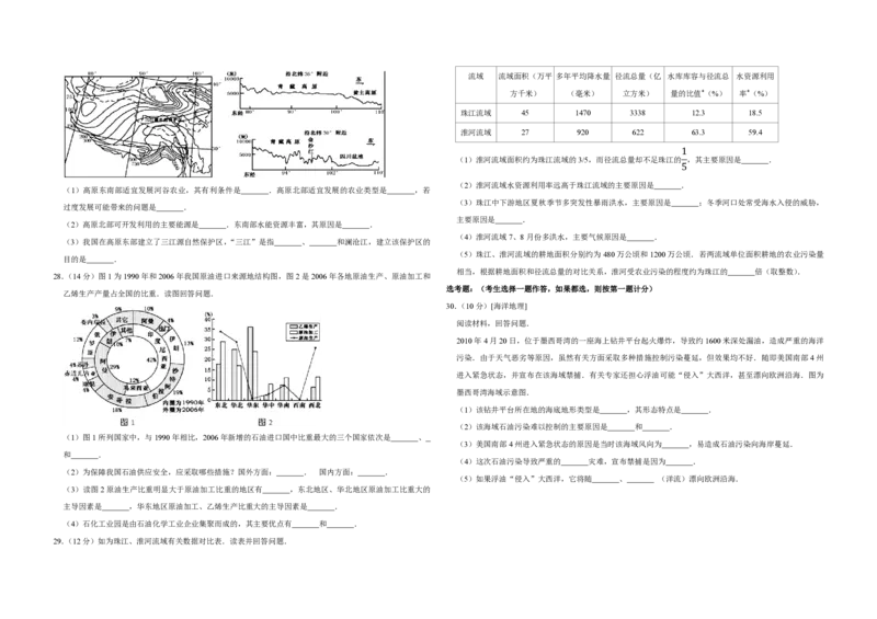 2010年江苏省高考地理试卷_全国卷+地方卷_8.地理_1.地理高考真题试卷_2008-2020年_地方卷_江苏高考地理08-21_A3word版_PDF版（赠送）