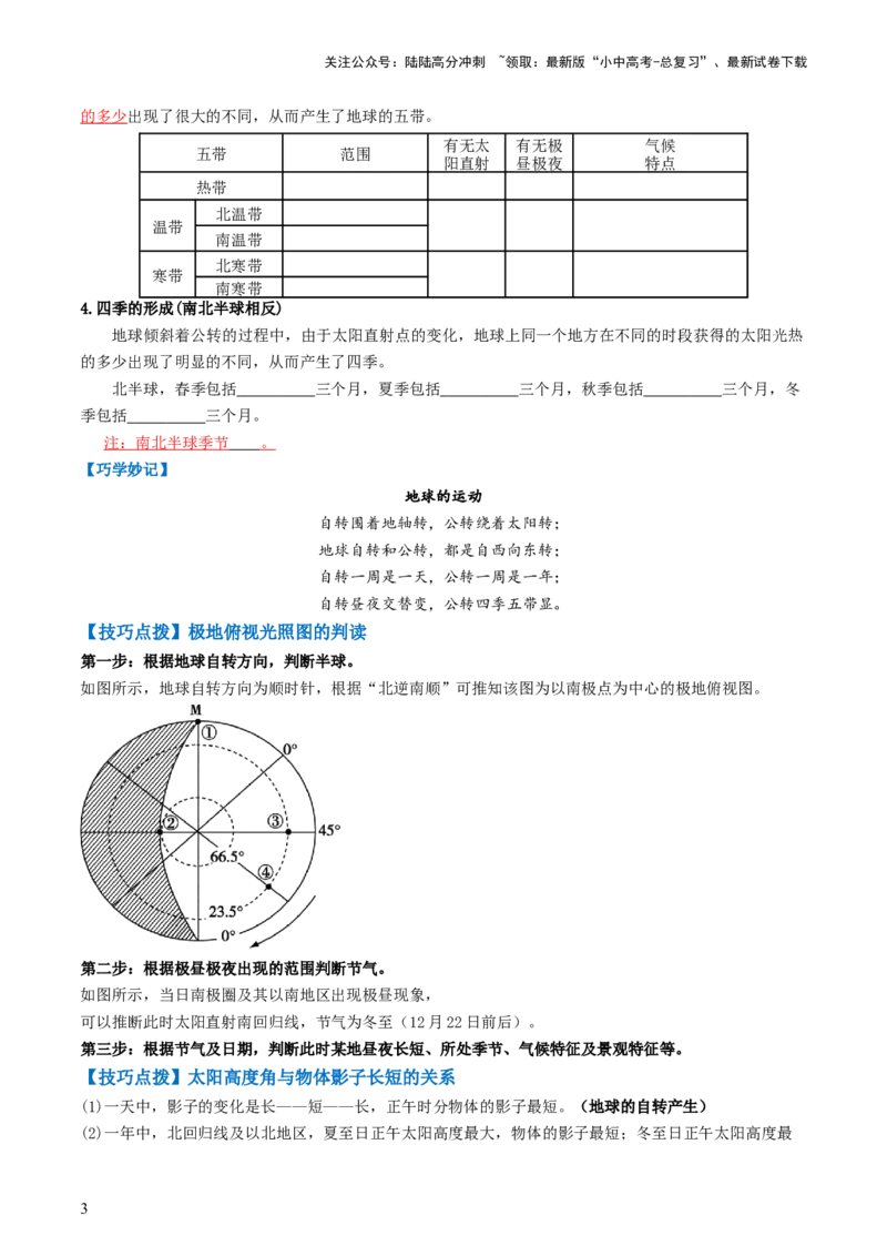 专题02地球的自转和公转（背记帮）-备战2024年中考地理一轮复习考点帮（全国通用）（挖空版）_02中考总复习（2026版更新中）_09-地理-中考总复习_2024年中考复习资料_一轮复习