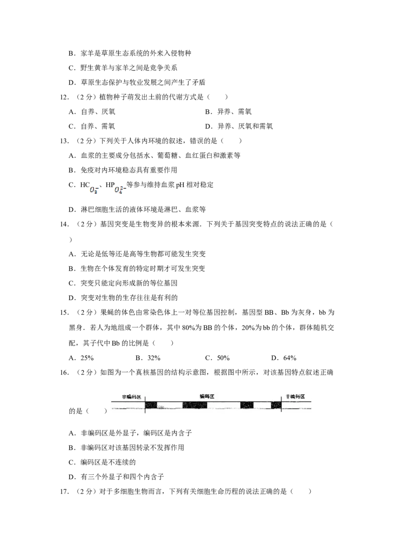 2007年江苏省高考生物试卷_全国卷+地方卷_6.生物_1.生物高考真题试卷_2008-2020年_地方卷_江苏高考生物07-20_A4word版