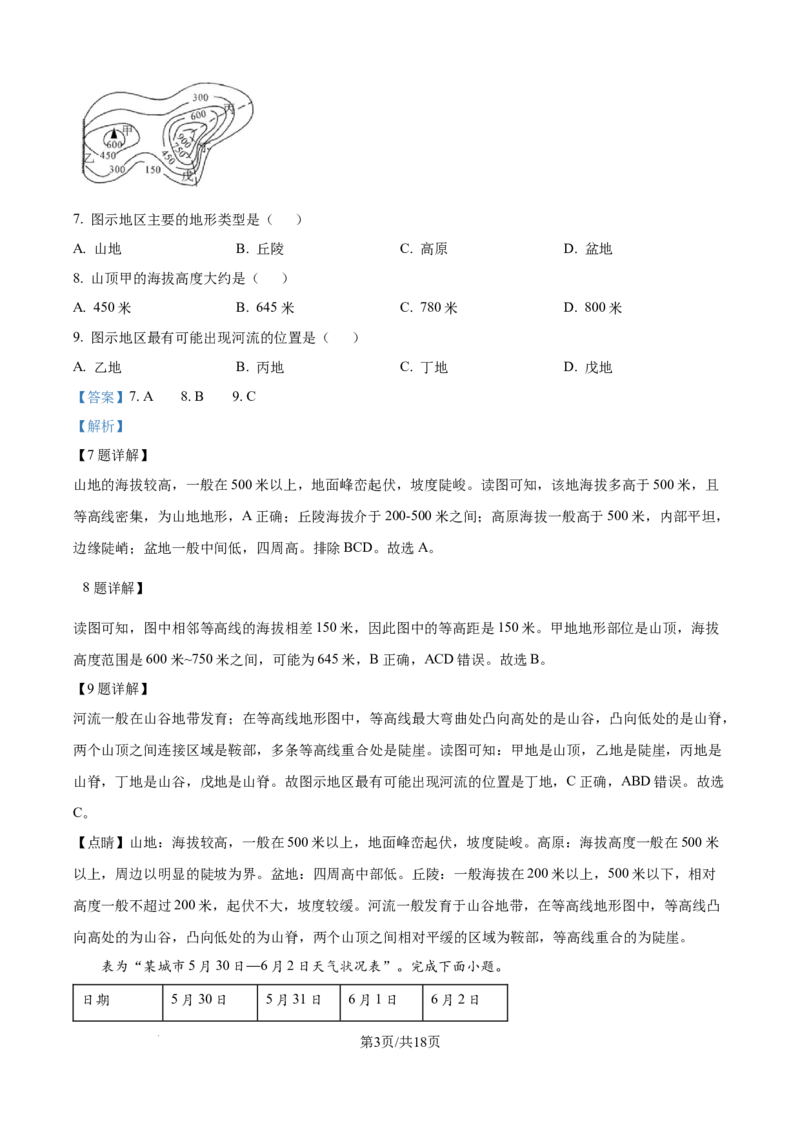 精品解析：2024年江苏省宿迁市中考地理试题（解析版）_江苏省中考_01江苏省13市中考历年真题2008-2025新_、中考全套_江苏省中考历年真题_江苏中考地理(2011年-2024年）