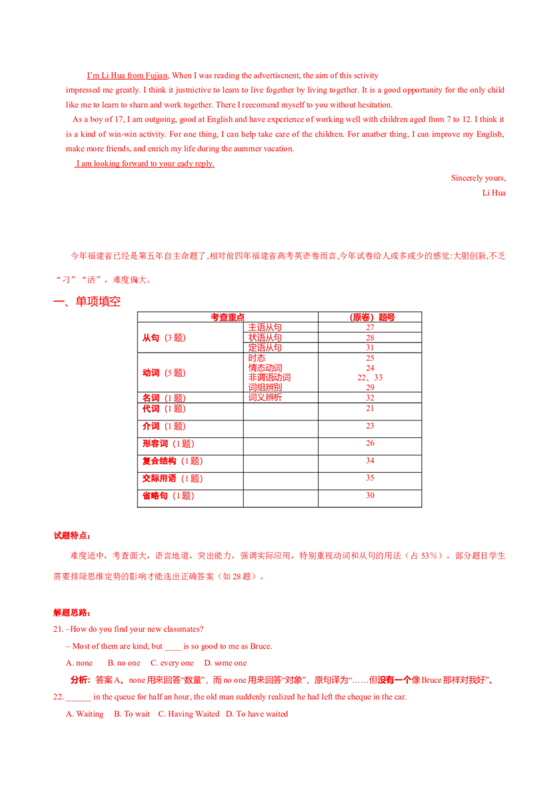 2008年福建高考英语试题及答案_全国卷+地方卷_3.英语_1.英语高考真题试卷_2008-2020年_地方卷_福建高考英语（08-20，无听力）