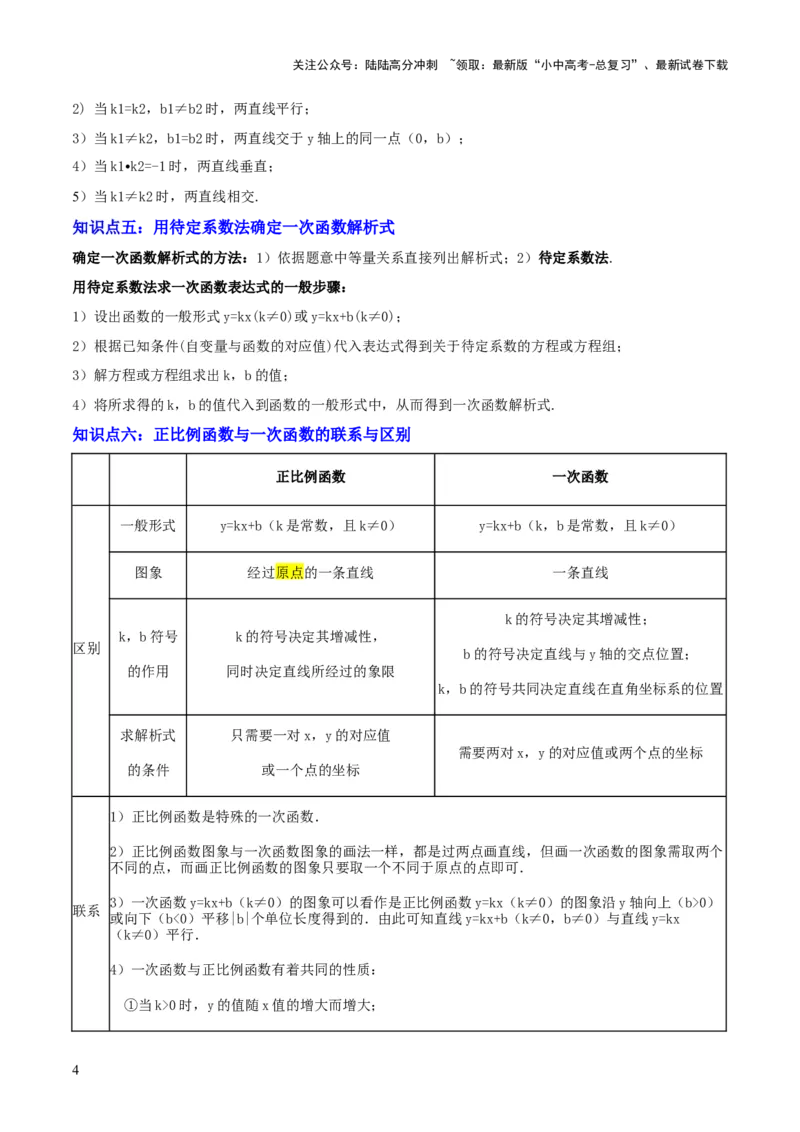 专题04一次函数（3大模块知识梳理+4个考点+4个易错点）原卷版_02中考总复习（2026版更新中）_02-数学-中考总复习_2025中考复习资料_2025年中考数学一轮知识梳理