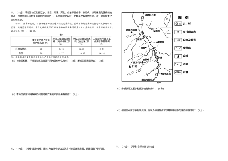 2009年高考真题地理（山东卷）（原卷版）_全国卷+地方卷_8.地理_1.地理高考真题试卷_2008-2020年_地方卷_山东高考地理08-21_山东高考地理_A3版