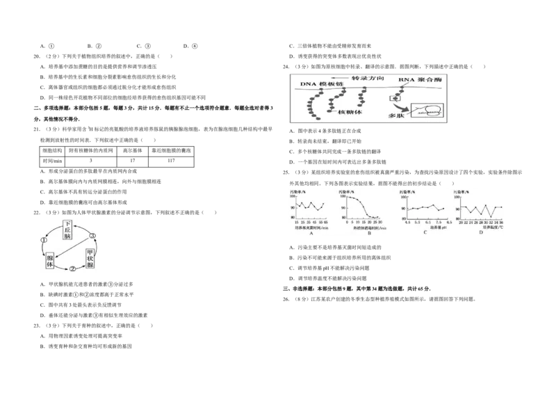 2008年江苏省高考生物试卷_全国卷+地方卷_6.生物_1.生物高考真题试卷_2008-2020年_地方卷_江苏高考生物07-20_A3word版