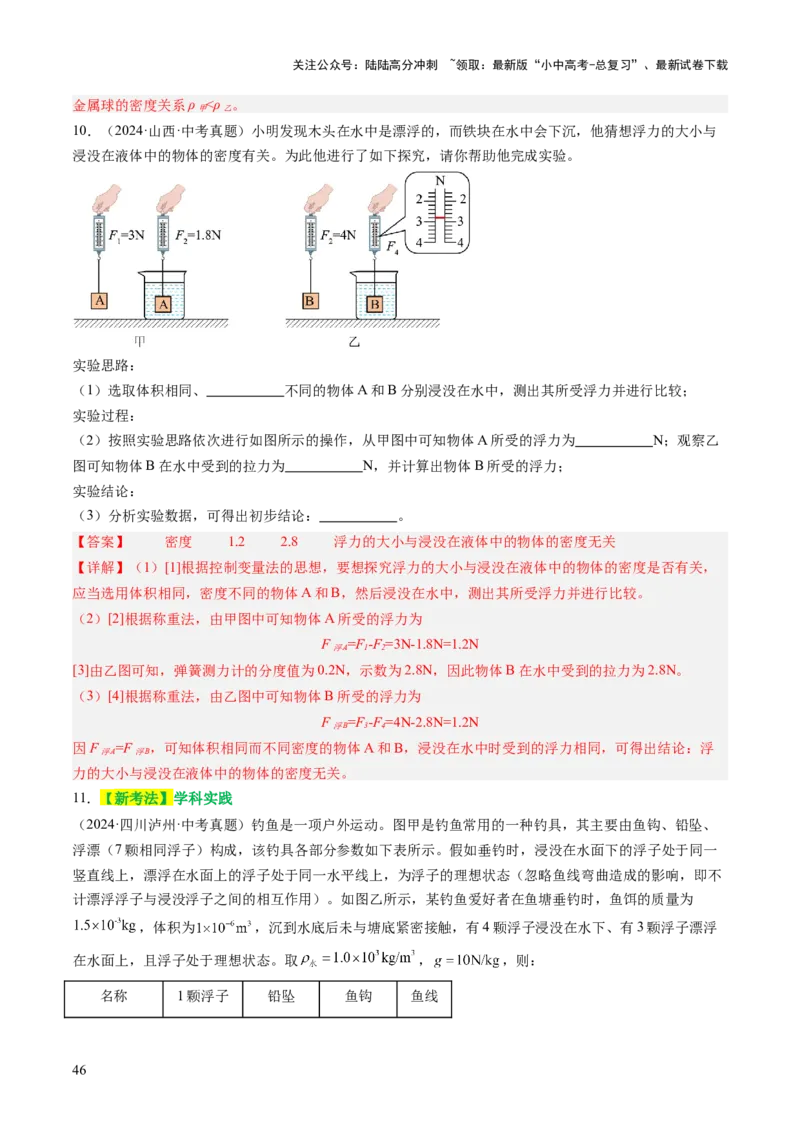 专题04密度、压强和浮力（讲练）（解析版）_02中考总复习（2026版更新中）_04-物理-中考总复习_2025年中考复习资料_2025中考二轮课件ppt+讲义+练习物理_讲义+练习